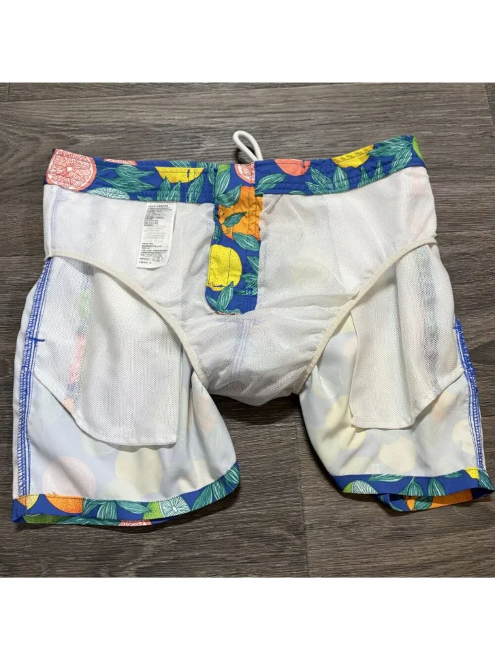 Abercrombie & Fitch Swim Trunks 31 Blue Yellow Green Tropical Lined Drawstring